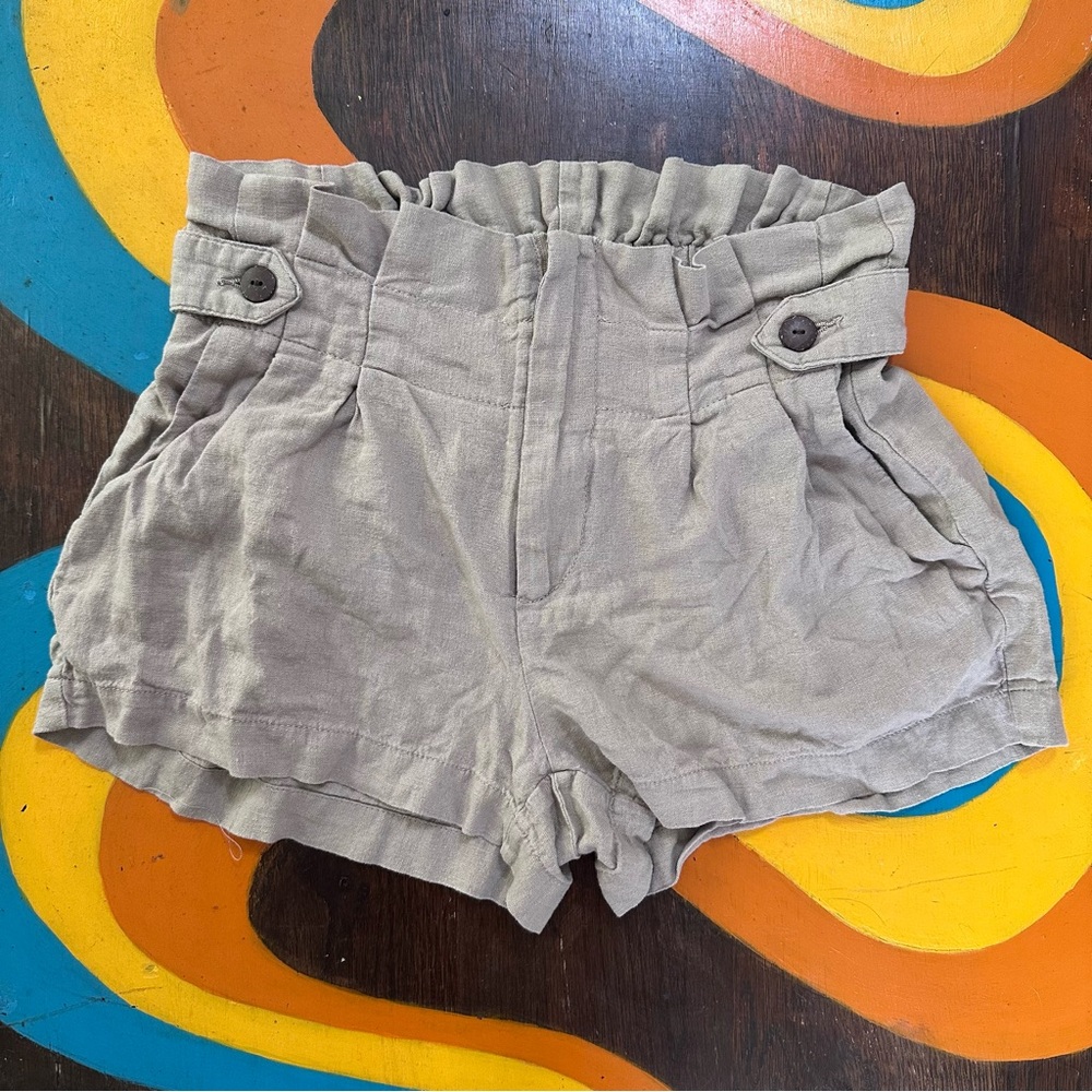 Rewash Tan Ruffle Waist Shorts